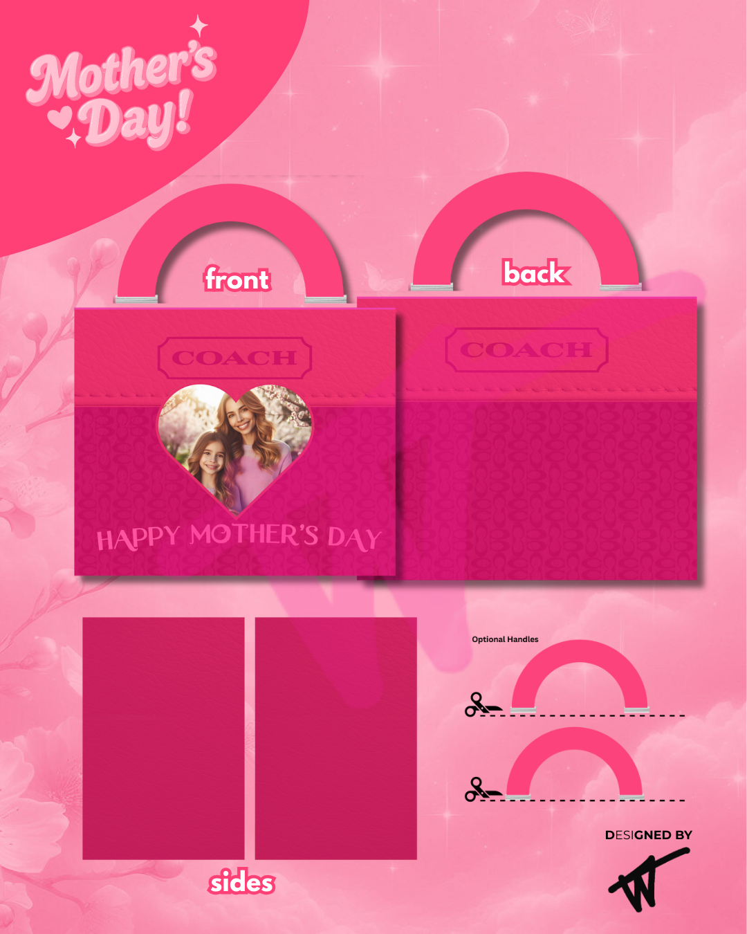Mother's Day, Designer Handbag Gift Box, Luxury Handbag Gift box, PNG File, Canva Template , Instant download