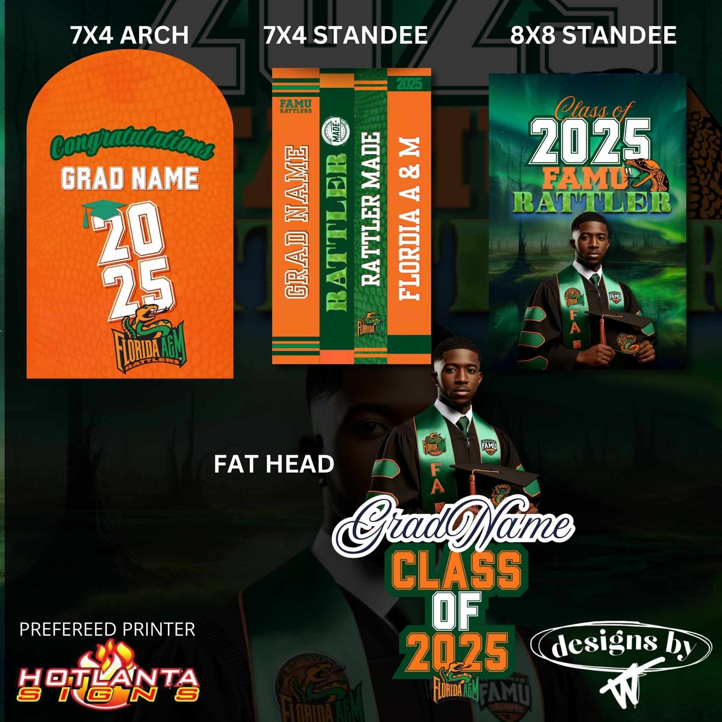FAMU Graduation Party Prop Bundle | Graduation Standees | Class of 2025 | Graduation Party Props | Red & Black Graduation Standee Template