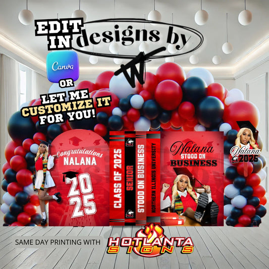 Graduation Party Prop Bundle | Graduation Standees  | Class of 2025 | Graduation Party Props | Red & Black Graduation Standee Template