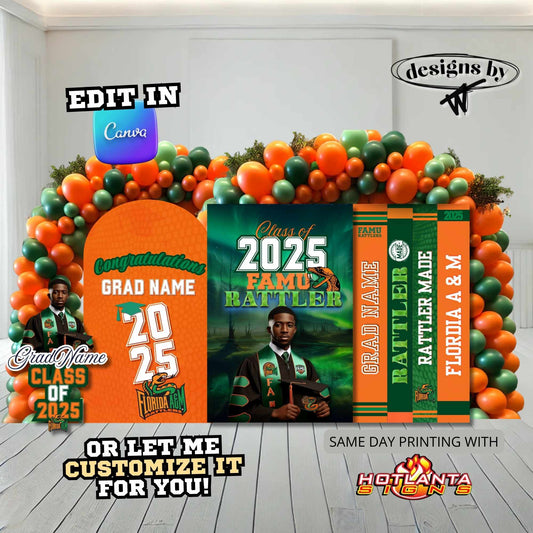 FAMU Graduation Party Prop Bundle | Graduation Standees  | Class of 2025 | Graduation Party Props | Red & Black Graduation Standee Template