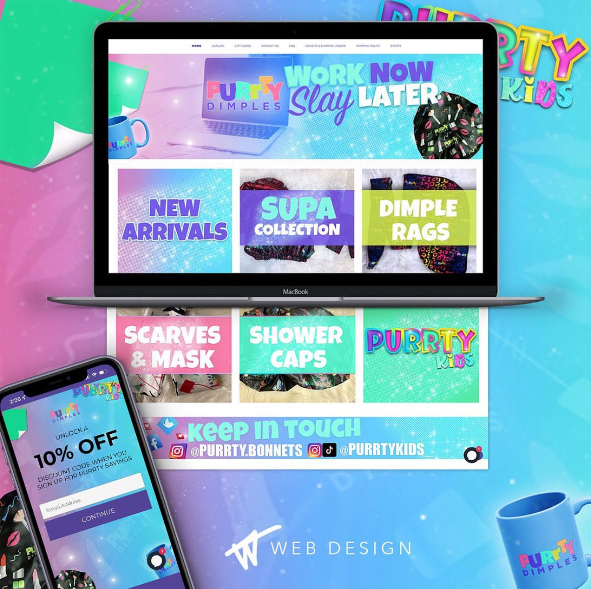 Purrty Dimples website design 