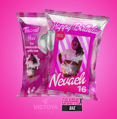 Pink Birthday Chip Bag Design