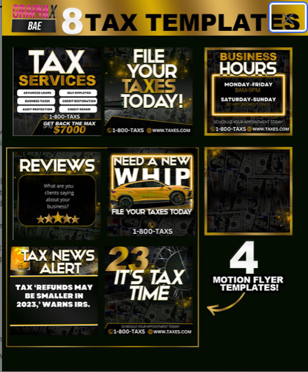 Tax Flyer 8 PACK BLK & GOLD