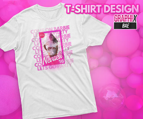 PINK Barbie Birthday TSHIRT DESIGN ONLY