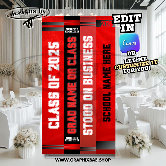 Custom Graduation Books Standee – Class of 2025 -| Graduation Party Props | RED + Black