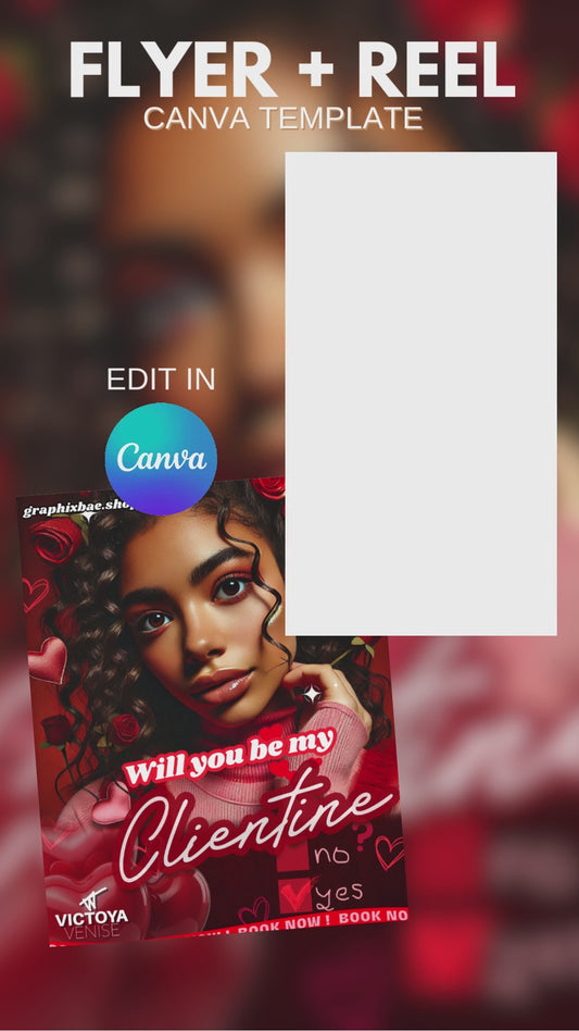 Editable Canva Valentine’s Day Flyer & Instagram Reel Template | Customizable Design for Small Business Marketing